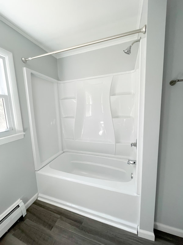 Tub and shower combo, freshly finished